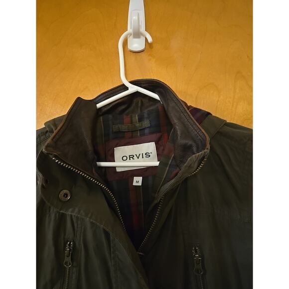 Orvis Waxed Cotton Anorak Rain Jacket Olive Sz M Coat - Picture 2 of 10